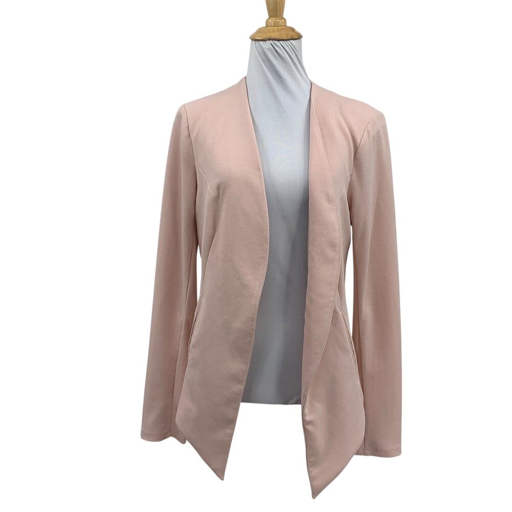BCBGeneration Tuxedo Blazer Womens S Small Baby Pink Open Front Satin Lined
